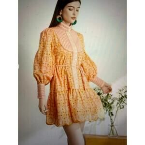 NWT Tiptupu Long Sleeve Button Front Boho Style Dress With Inner Slip Size S